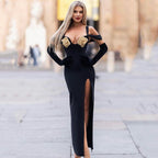 Off-Shoulder Rose Embellished Maxi Dress H6244