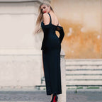 Off-Shoulder Rose Embellished Maxi Dress H6244