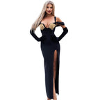 Off-Shoulder Rose Embellished Maxi Dress H6244