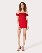Off Shoulder Rose Ruffle Mini Dress H6202