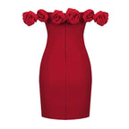 Off Shoulder Rose Ruffle Mini Dress H6202