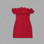 Off Shoulder Rose Ruffle Mini Dress H6202