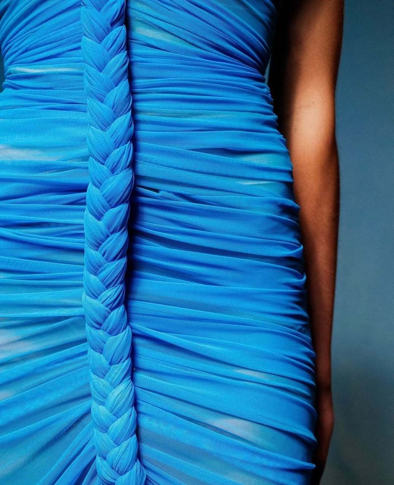 Off-Shoulder Ruched Asymmetric Midi Dress H7136