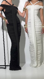 Off-Shoulder Ruched Maxi Dress H6488