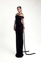 Off-Shoulder Ruched Maxi Dress H6488