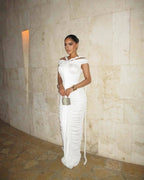 Off-Shoulder Ruched Maxi Dress H6488