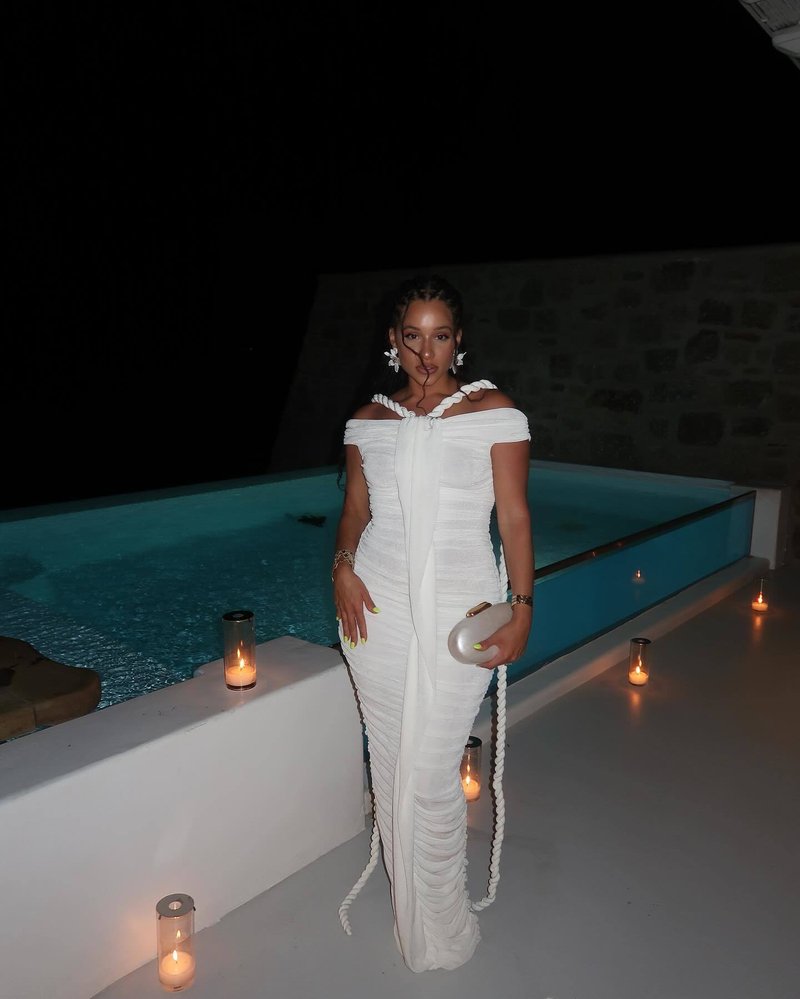 Off-Shoulder Ruched Maxi Dress H6488
