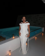 Off-Shoulder Ruched Maxi Dress H6488