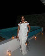 Off-Shoulder Ruched Maxi Dress H6488