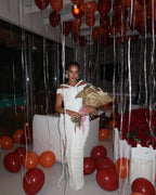 Off-Shoulder Ruched Maxi Dress H6488