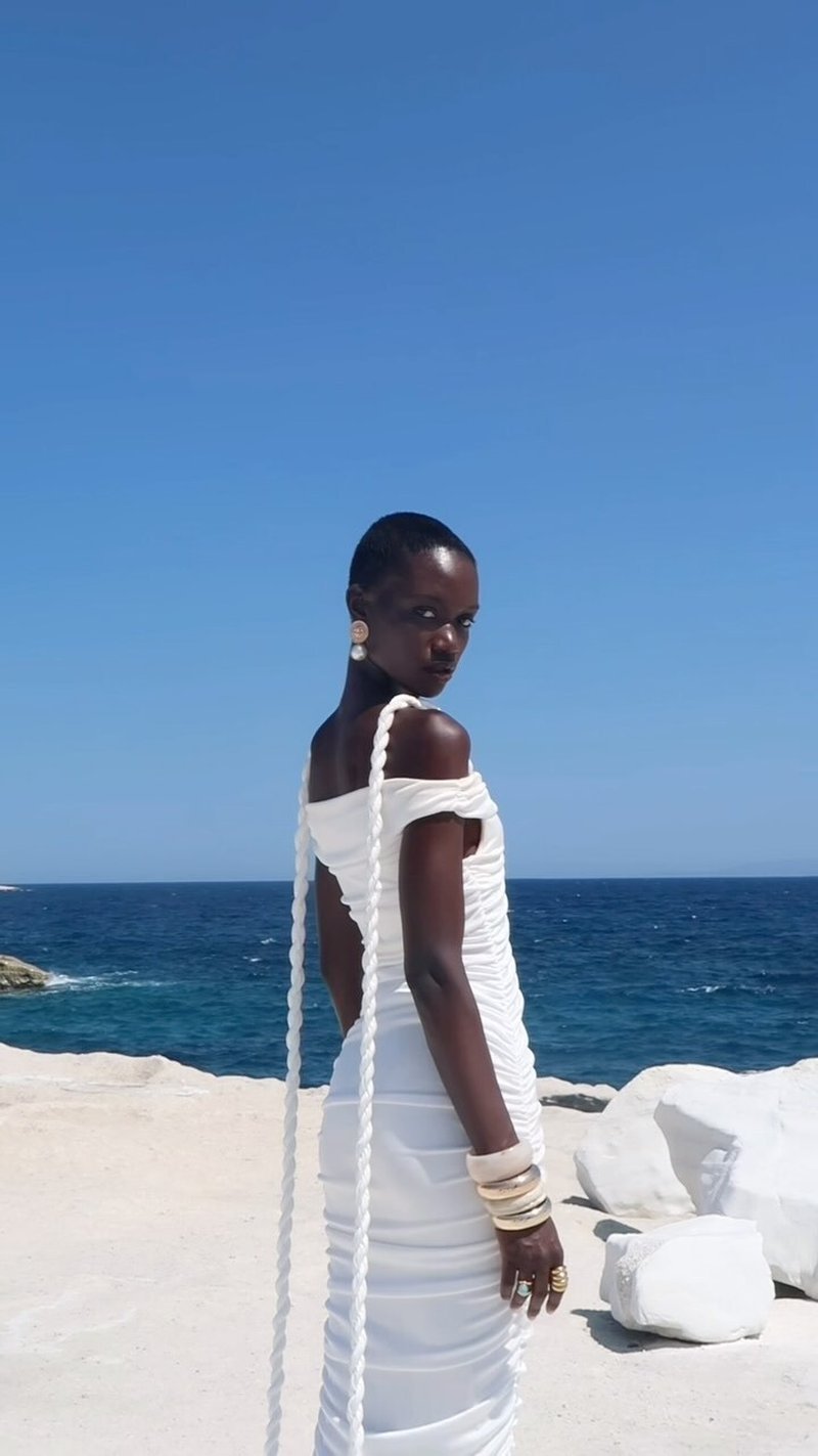 Off-Shoulder Ruched Maxi Dress H6488
