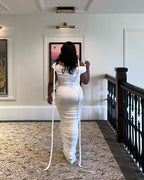 Off-Shoulder Ruched Maxi Dress H6488