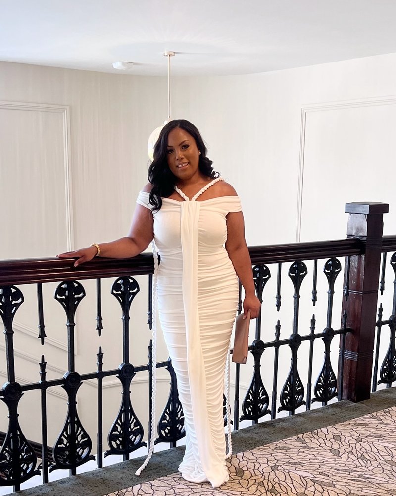 Off-Shoulder Ruched Maxi Dress H6488
