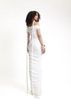 Off-Shoulder Ruched Maxi Dress H6488