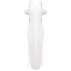 Off-Shoulder Ruched Maxi Dress H6488