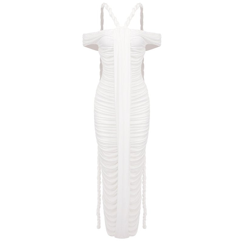 Off-Shoulder Ruched Maxi Dress H6488