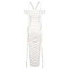 Off-Shoulder Ruched Maxi Dress H6488