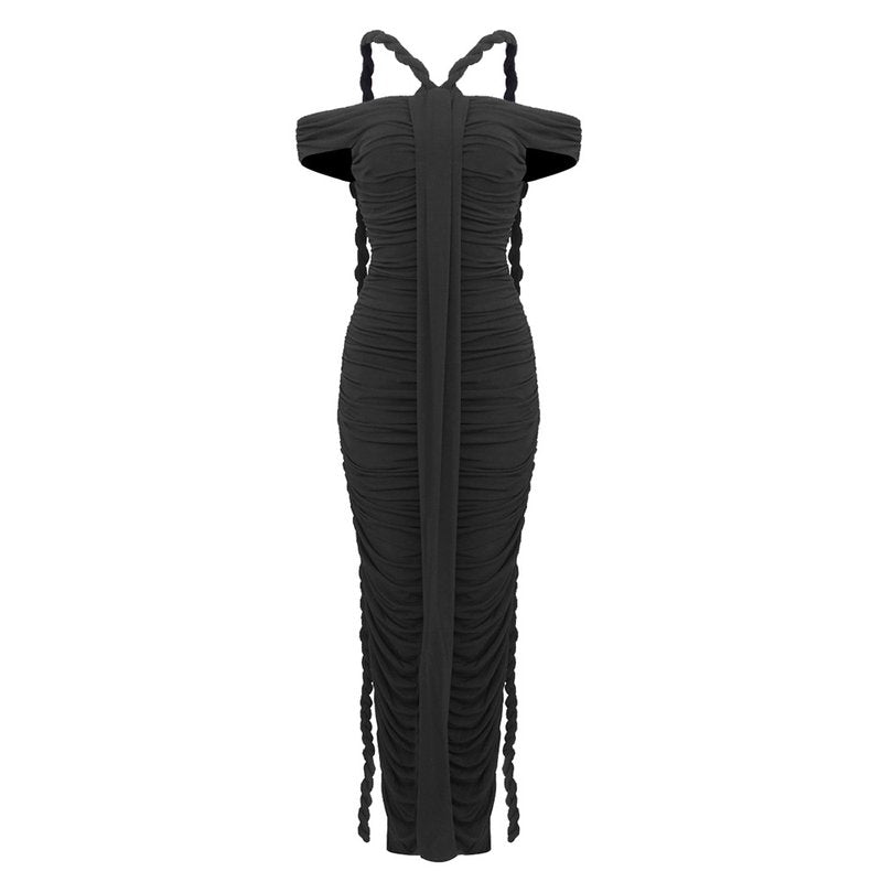 Off-Shoulder Ruched Maxi Dress H6488