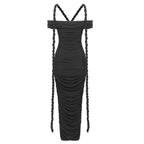 Off-Shoulder Ruched Maxi Dress H6488