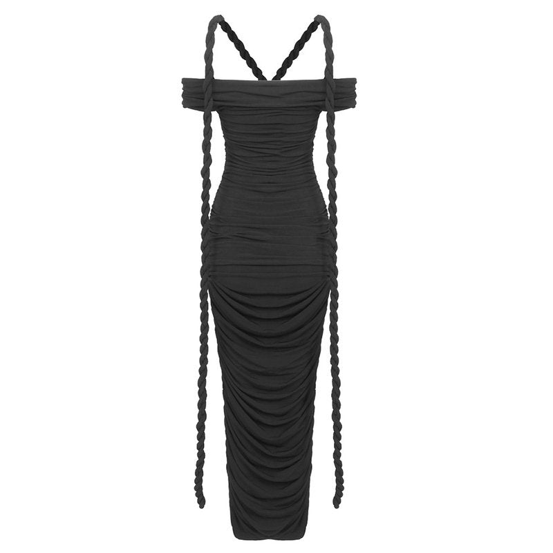 Off-Shoulder Ruched Maxi Dress H6488