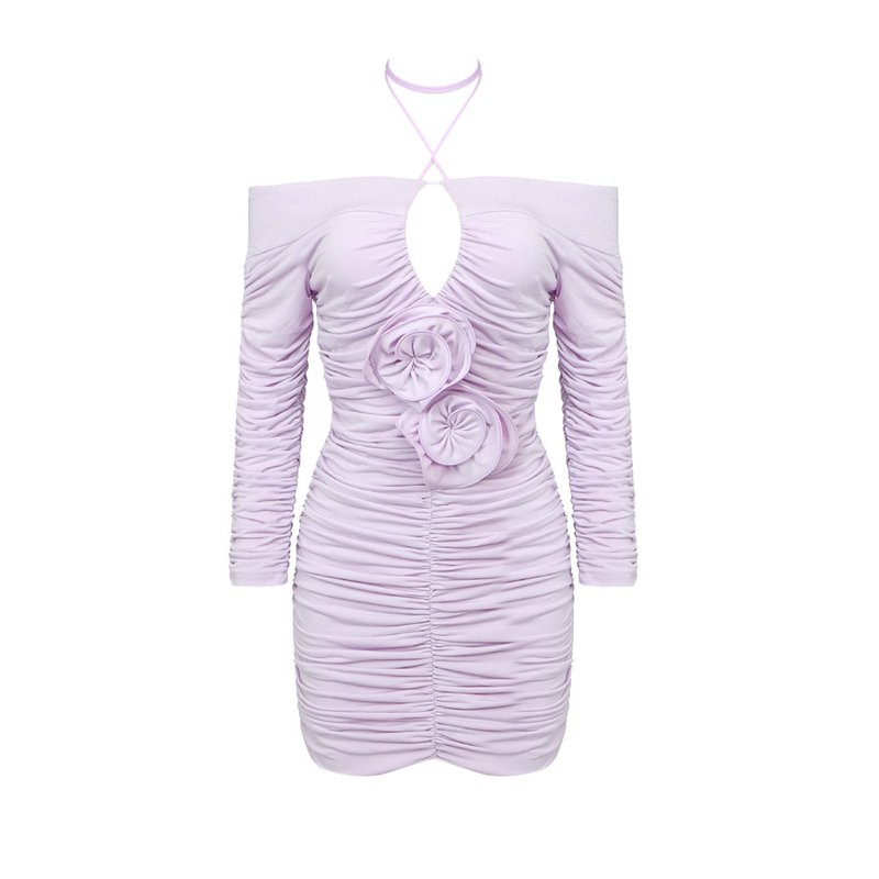 Off Shoulder Ruched Mini Dress H5968
