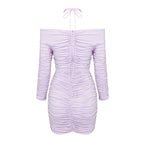 Off Shoulder Ruched Mini Dress H5968