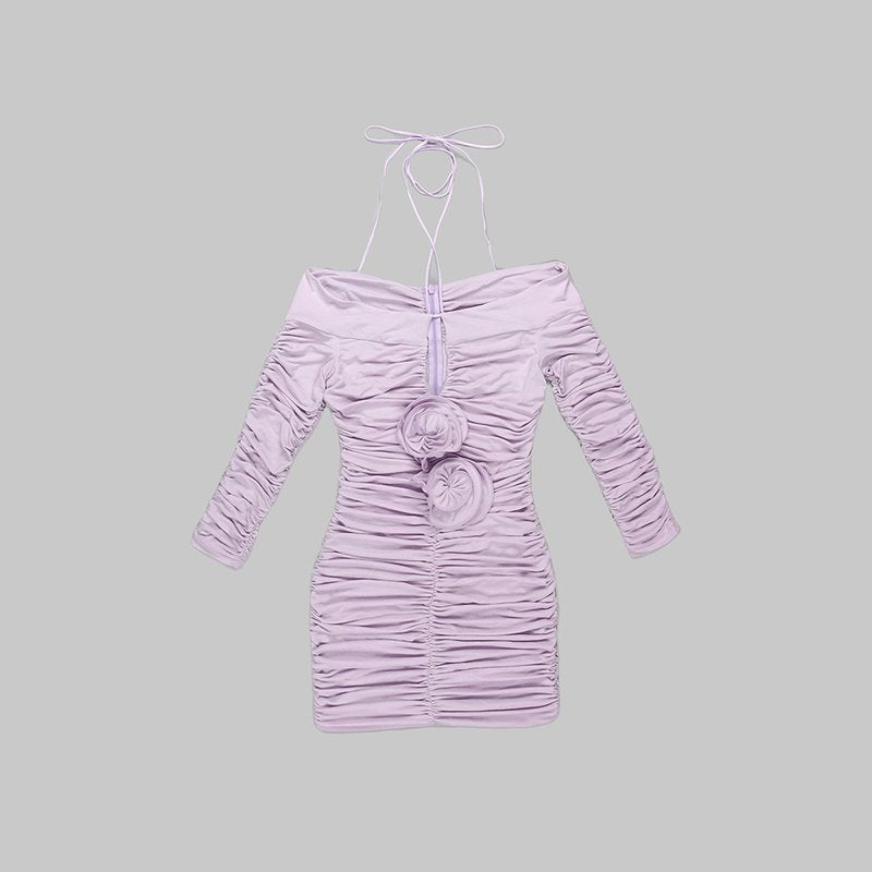 Off Shoulder Ruched Mini Dress H5968