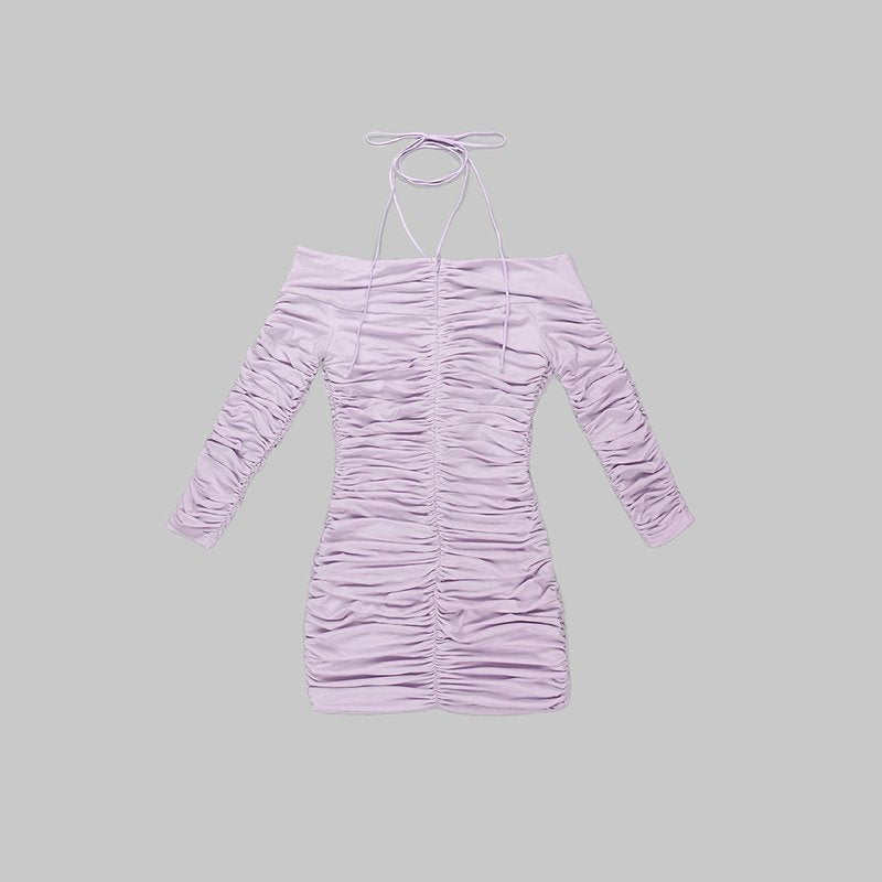 Off Shoulder Ruched Mini Dress H5968