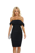 Off Shoulder Ruched Pink Bandage Dress H2563
