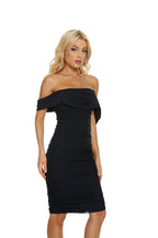 Off Shoulder Ruched Pink Bandage Dress H2563