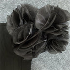 Off Shoulder Ruffle Black Bandage Dress H4659