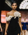 Off Shoulder Ruffle Black Bandage Dress H5998