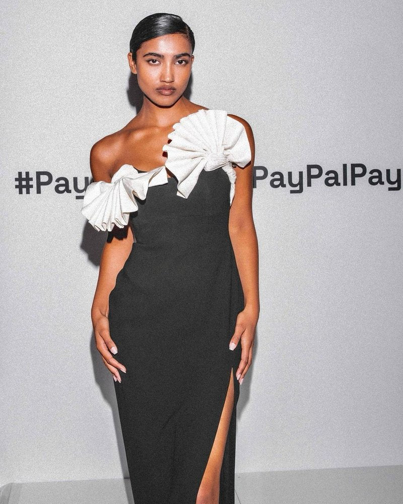 Off Shoulder Ruffle Black Bandage Dress H5998