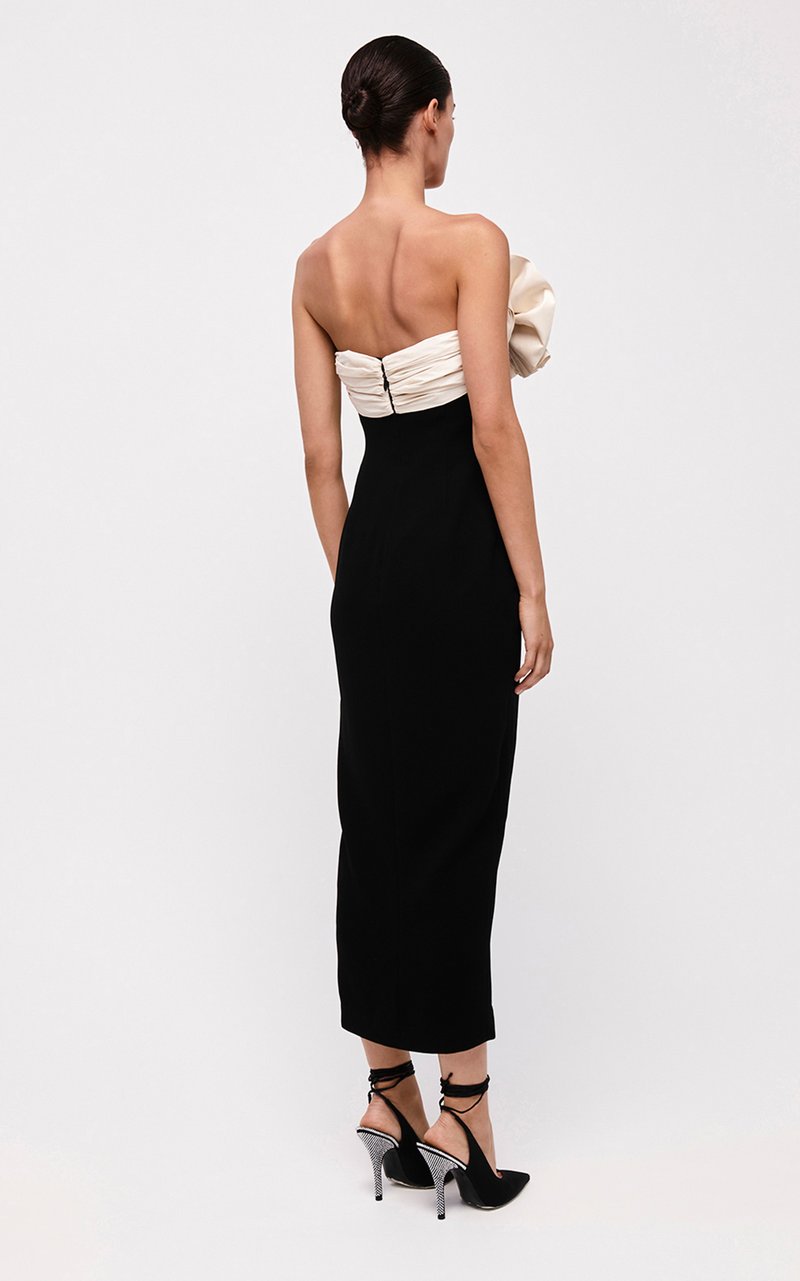 Off Shoulder Ruffle Black Bandage Dress H5998