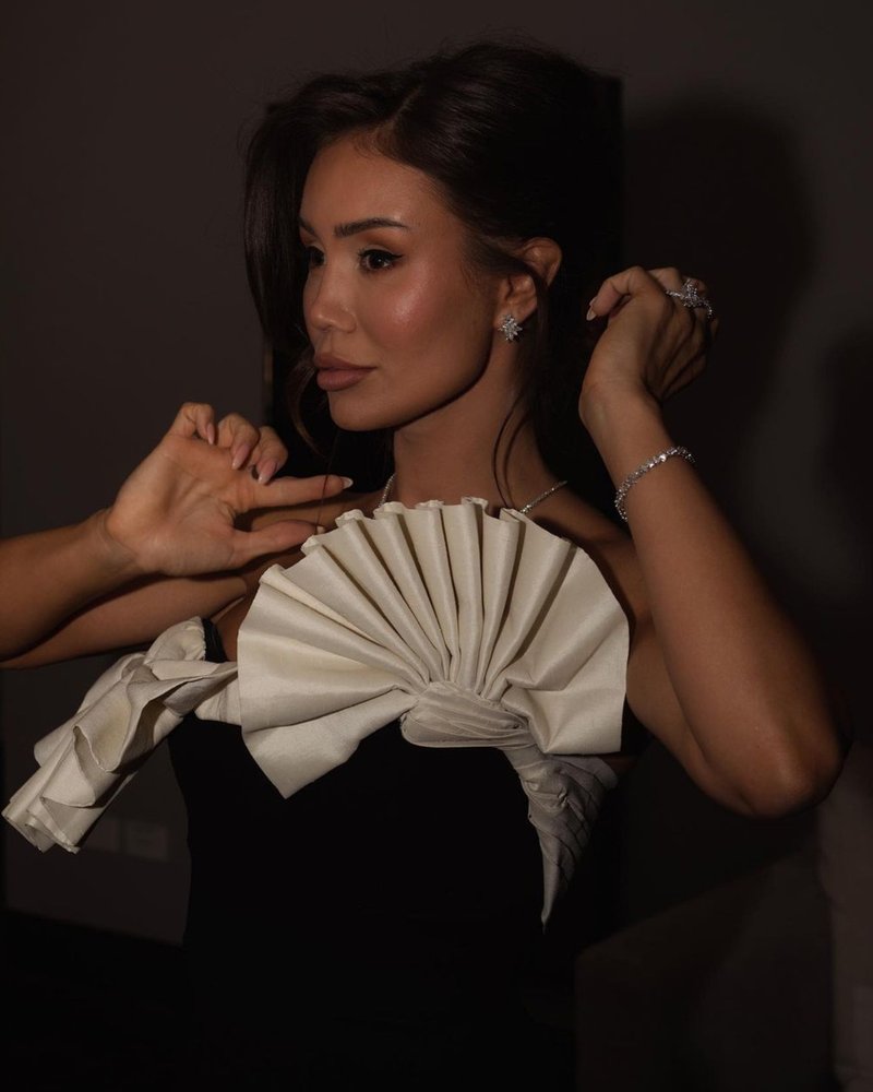 Off Shoulder Ruffle Black Bandage Dress H5998