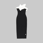 Off Shoulder Ruffle Black Bandage Dress H5998
