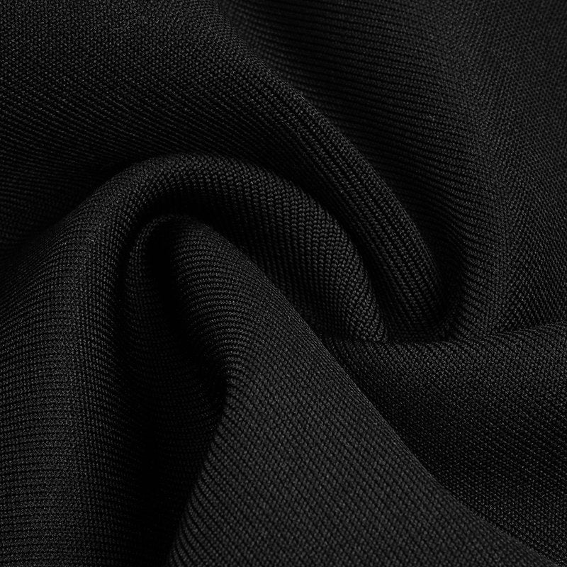 Off Shoulder Ruffle Black Bandage Dress H5998