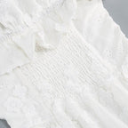 Off Shoulder Ruffle Embroidered Midi Dress H6346