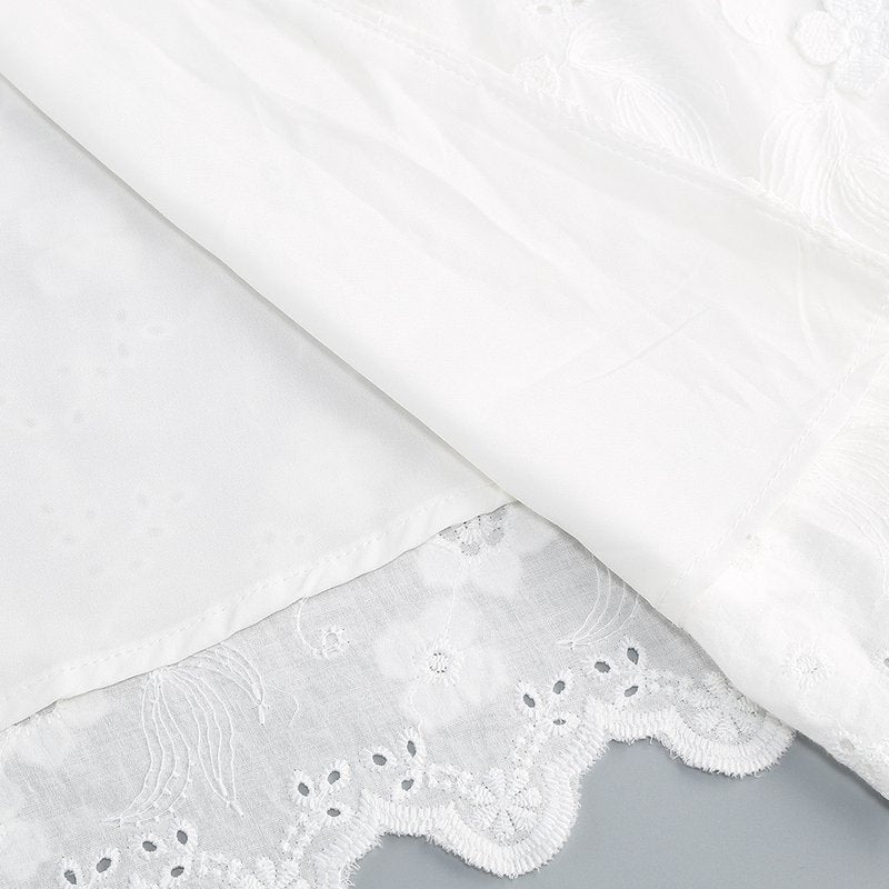 Off Shoulder Ruffle Embroidered Midi Dress H6346