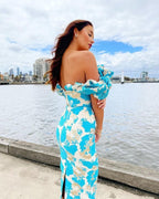 Off Shoulder Ruffle Midi Dress H4856