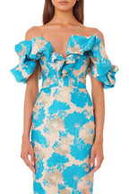 Off Shoulder Ruffle Midi Dress H4856