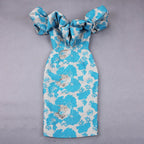 Off Shoulder Ruffle Midi Dress H4856