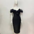 Off Shoulder Ruffle Midi Dress H6031
