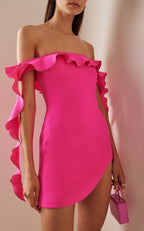 Off Shoulder Ruffle Mini Dress H6160