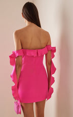 Off Shoulder Ruffle Mini Dress H6160