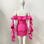 Off Shoulder Ruffle Mini Dress H6160