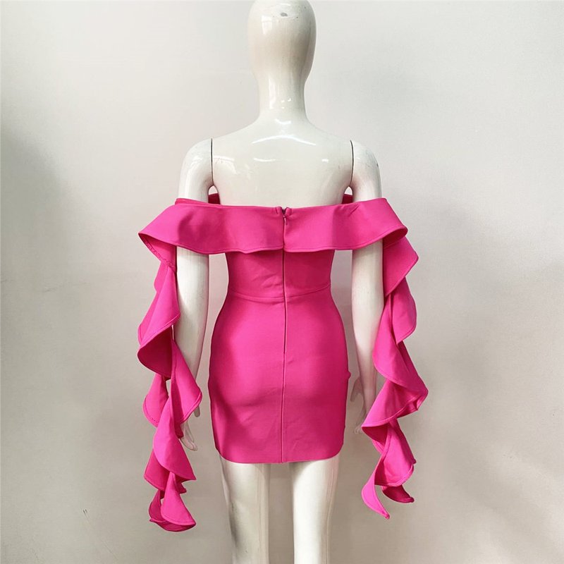 Off Shoulder Ruffle Mini Dress H6160