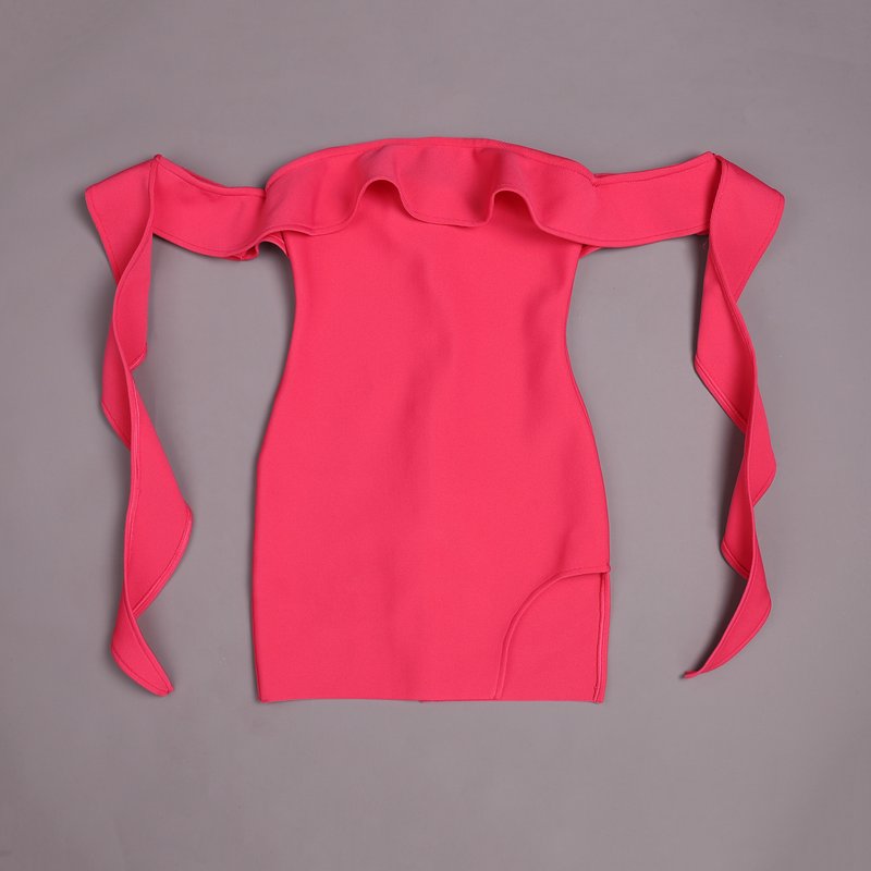 Off Shoulder Ruffle Mini Dress H6160