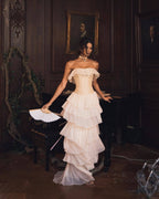 Off-Shoulder Ruffle Tiered Gown H6282