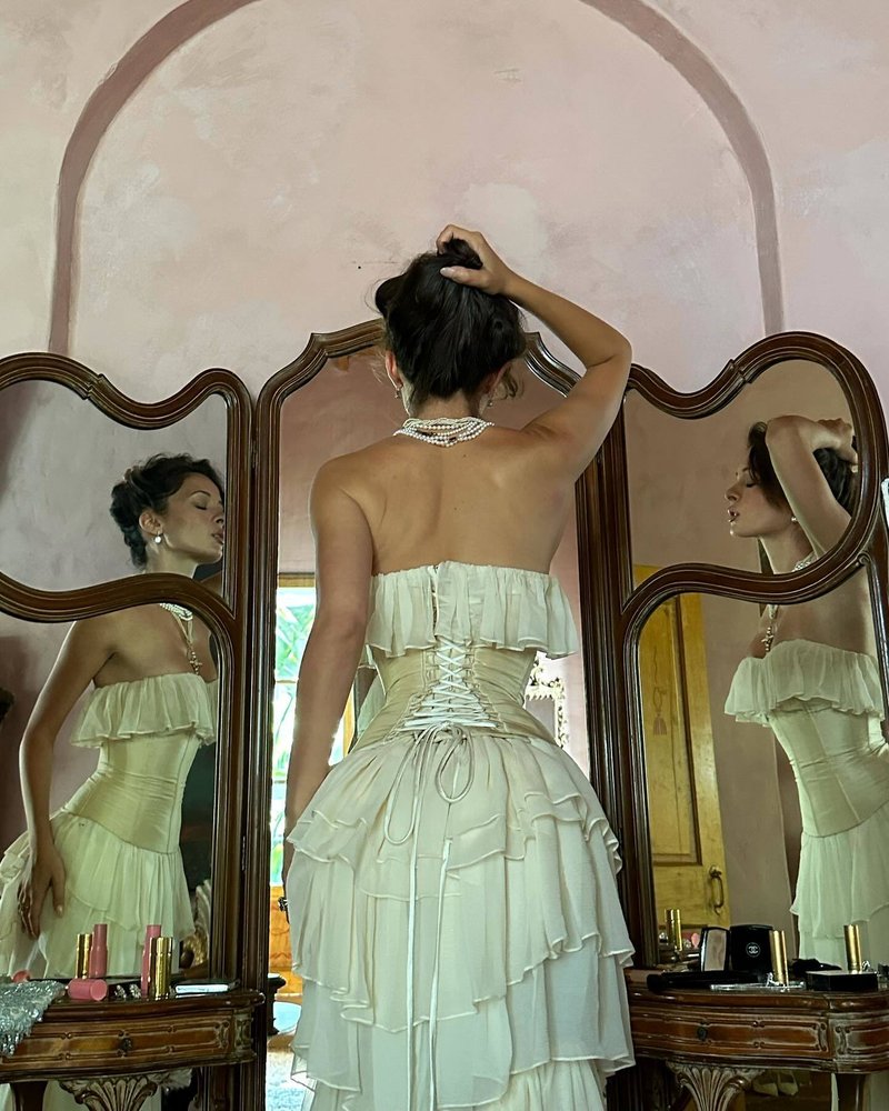 Off-Shoulder Ruffle Tiered Gown H6282